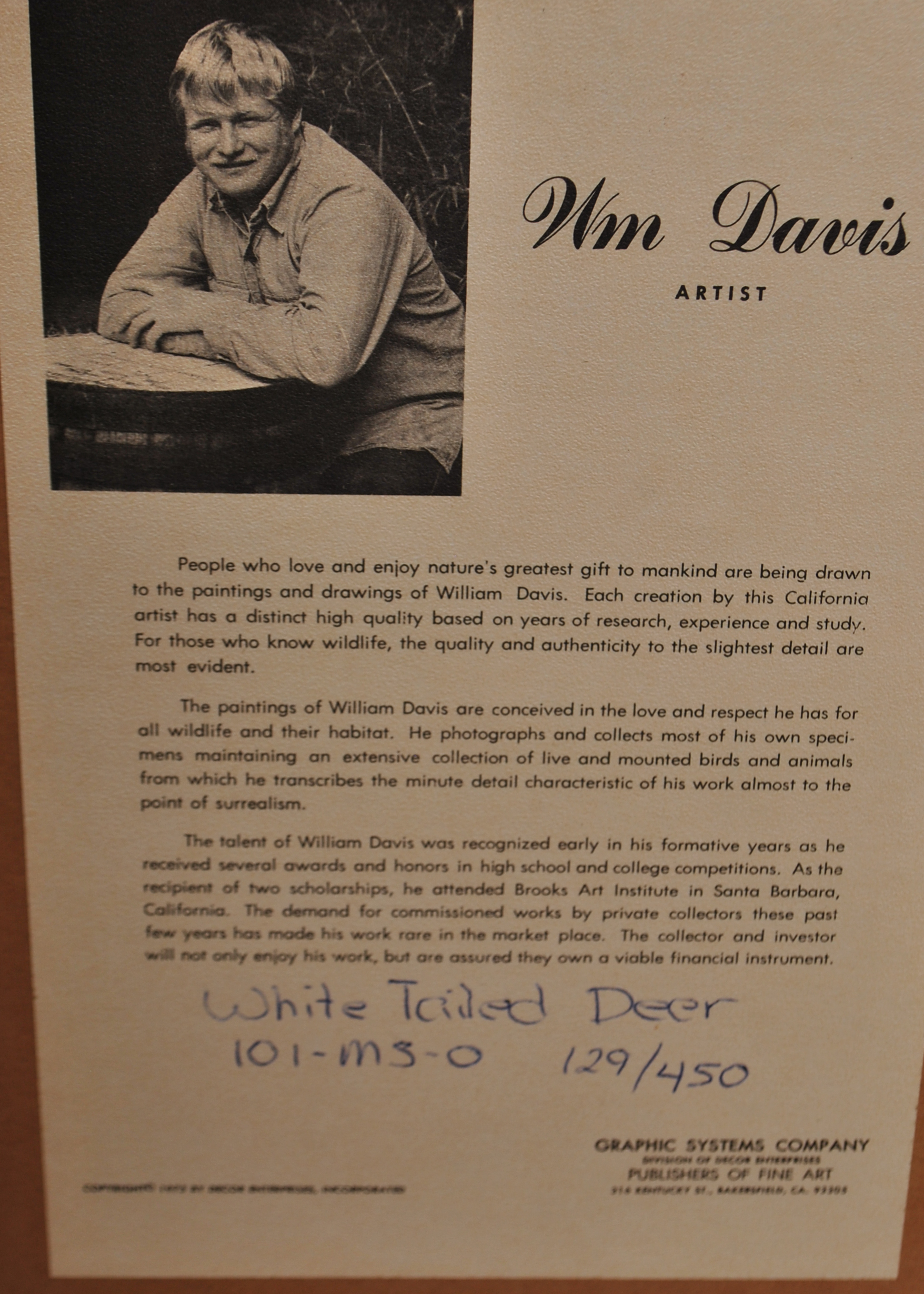 Pair of Deer Lithographs by William Davis