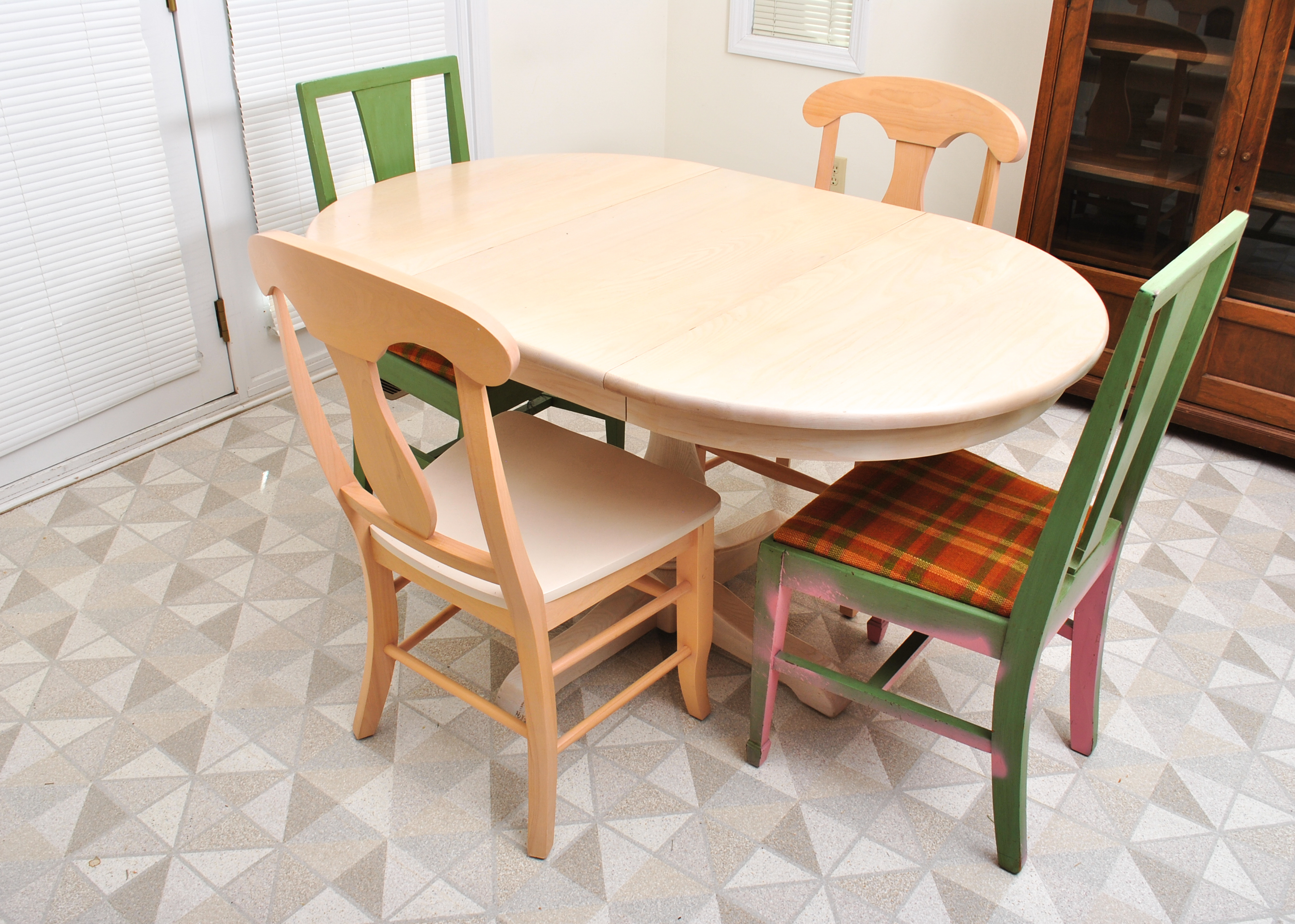 Painted Ash Pedestal Table & Four Chairs
