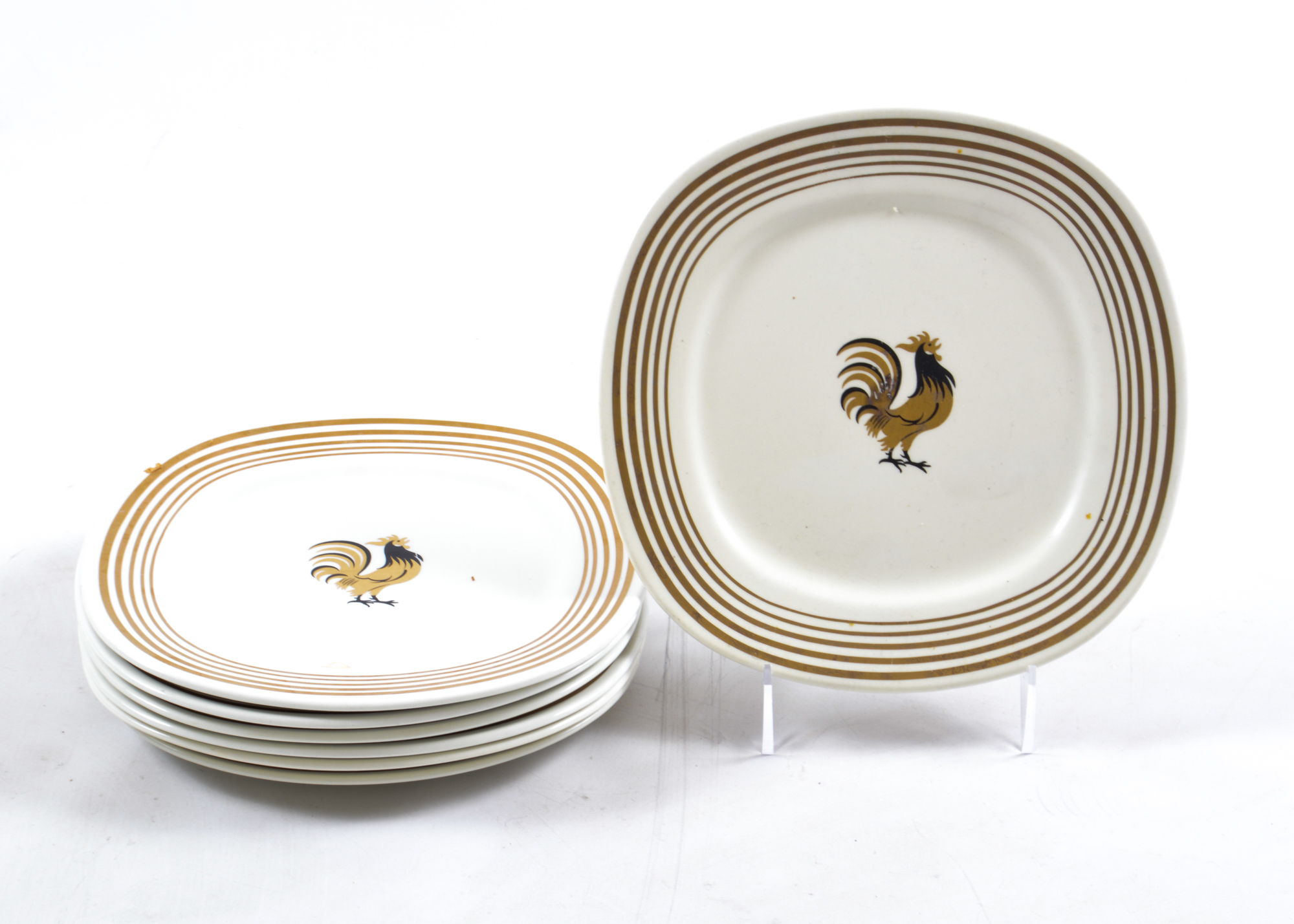 Seven Mid-Century Modern Taylor Smith Taylor Rooster Dishes