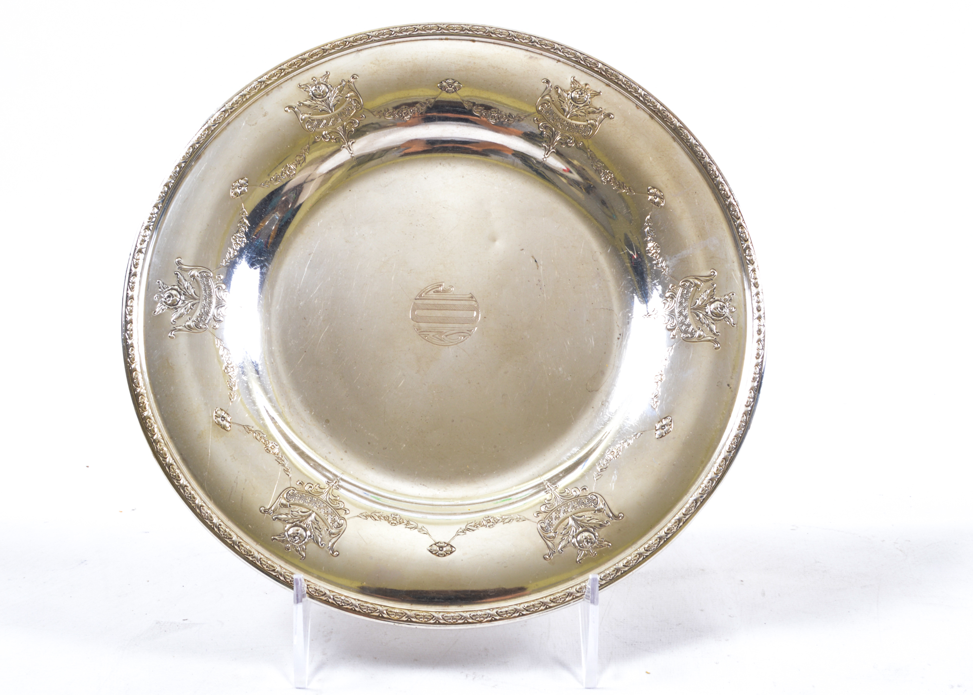 Two Monogrammed Sterling Silver Plates