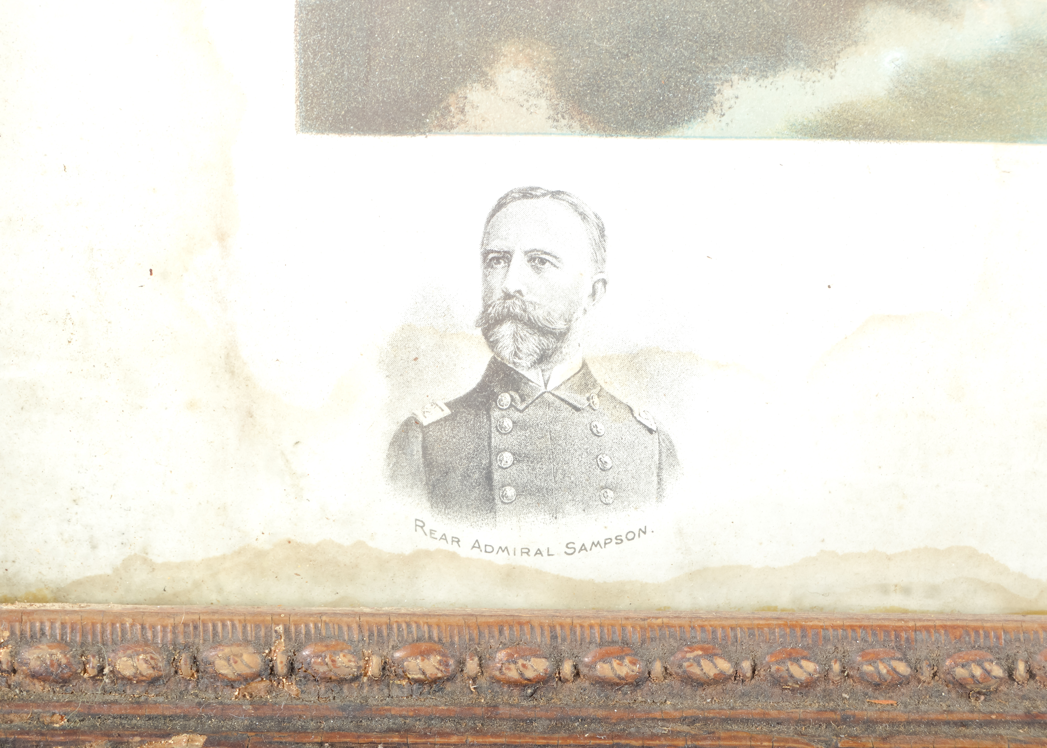 Framed Antique "Bombardment of San Juan" Chromolithograph