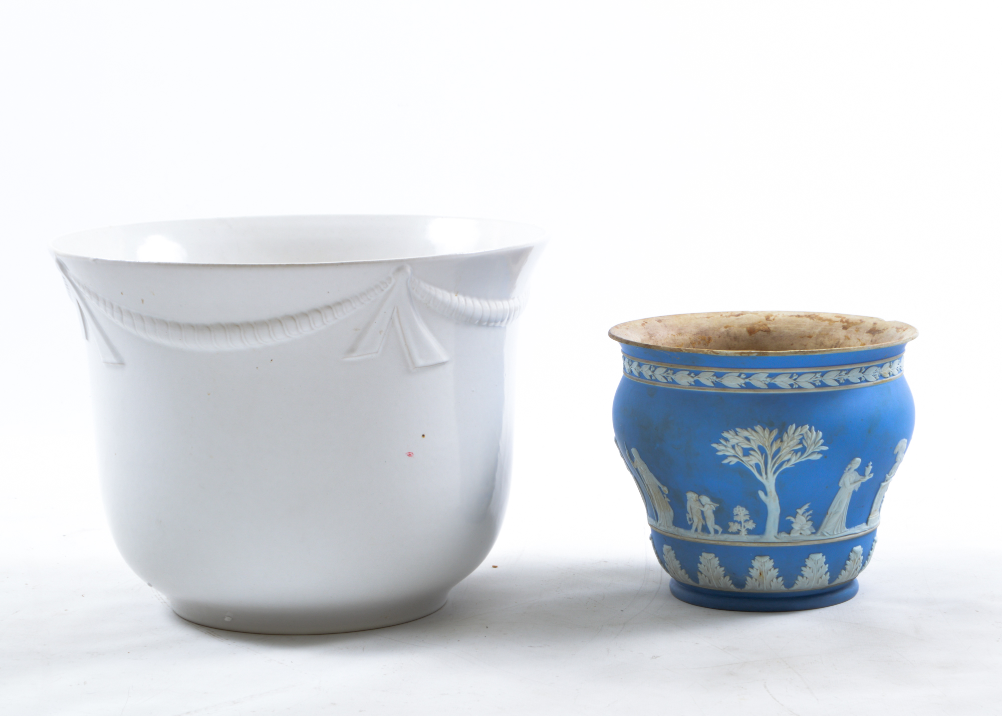 Two Jardinieres Featuring Wedgwood