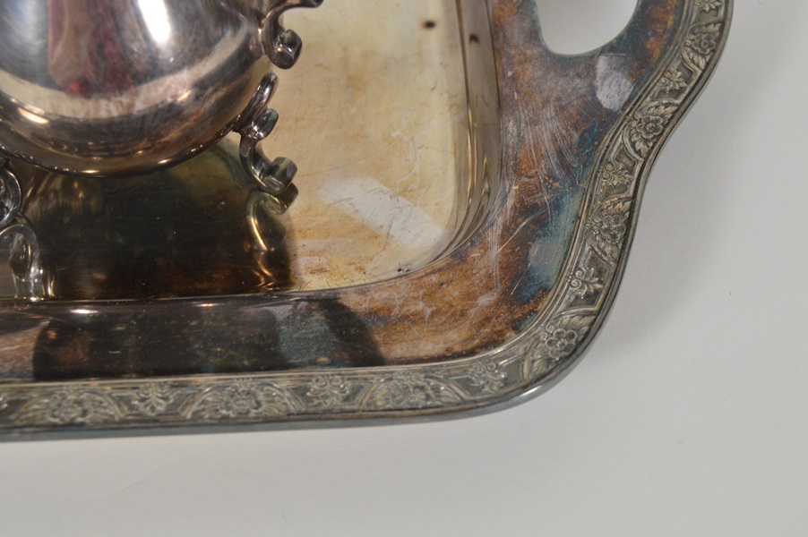 Wallace Silver Plated Tea Set and Wilcox Tray