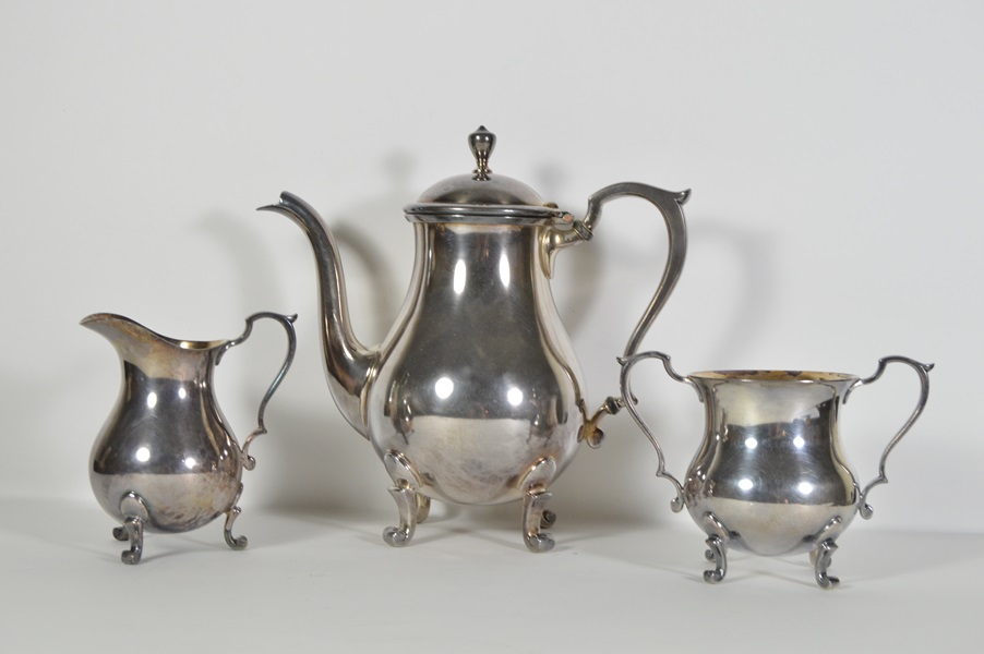 Wallace Silver Plated Tea Set and Wilcox Tray