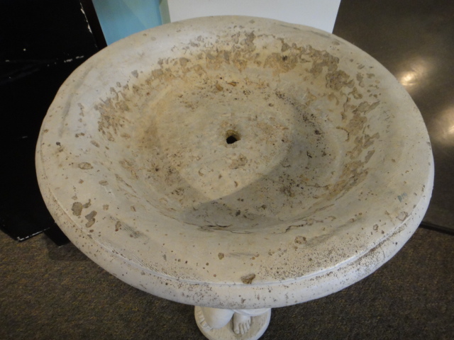 Vintage Cement Cupid Bird Bath