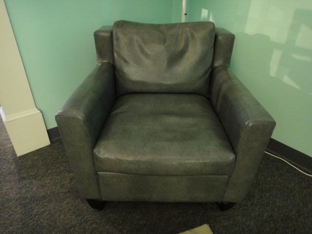 Contemporary Gray Leather Casual Arm Chair