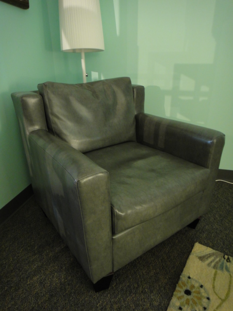 Contemporary Gray Leather Casual Arm Chair