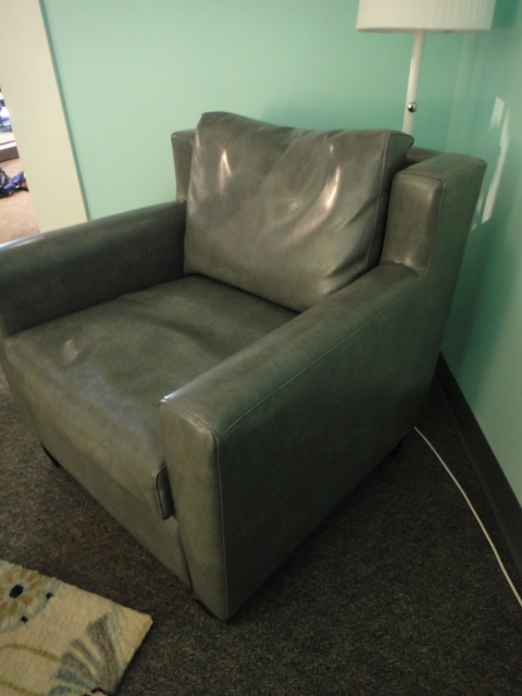 Contemporary Gray Leather Casual Arm Chair