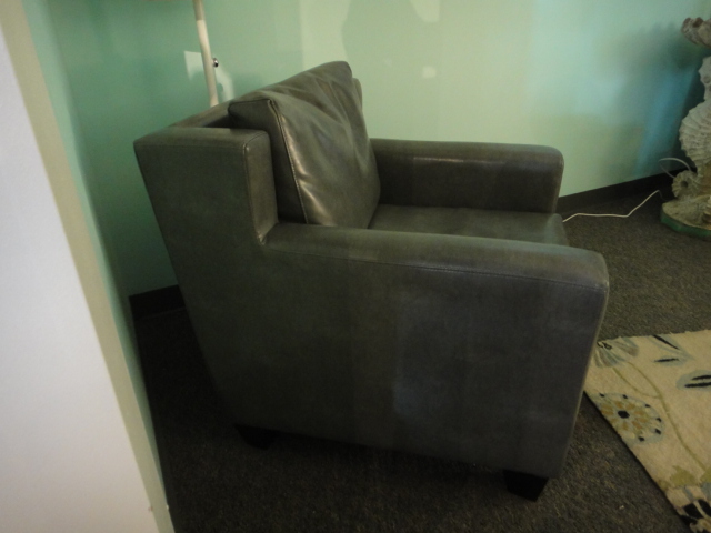 Contemporary Gray Leather Casual Arm Chair