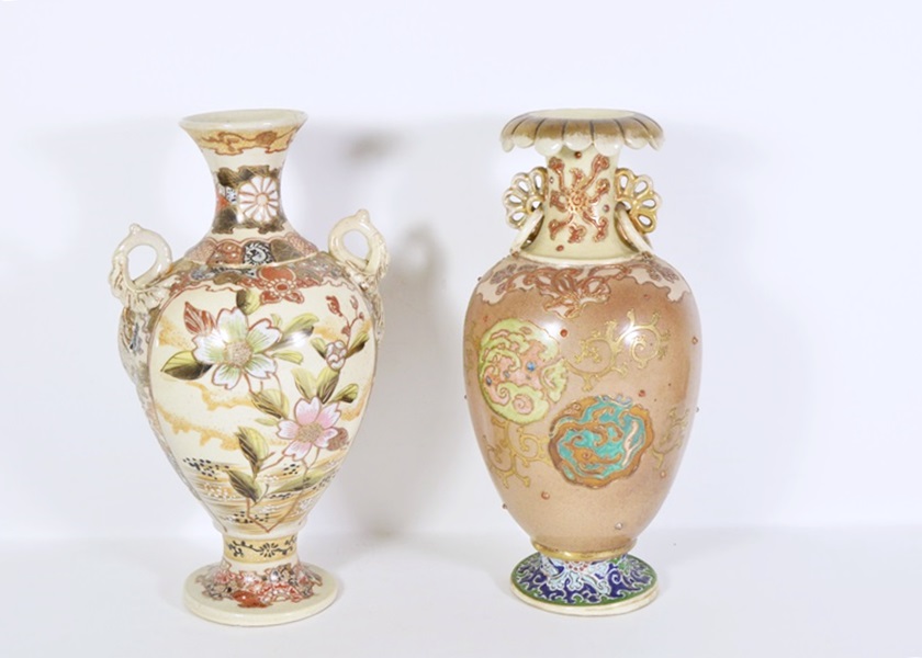Pair of Hand Painted Asian Vases
