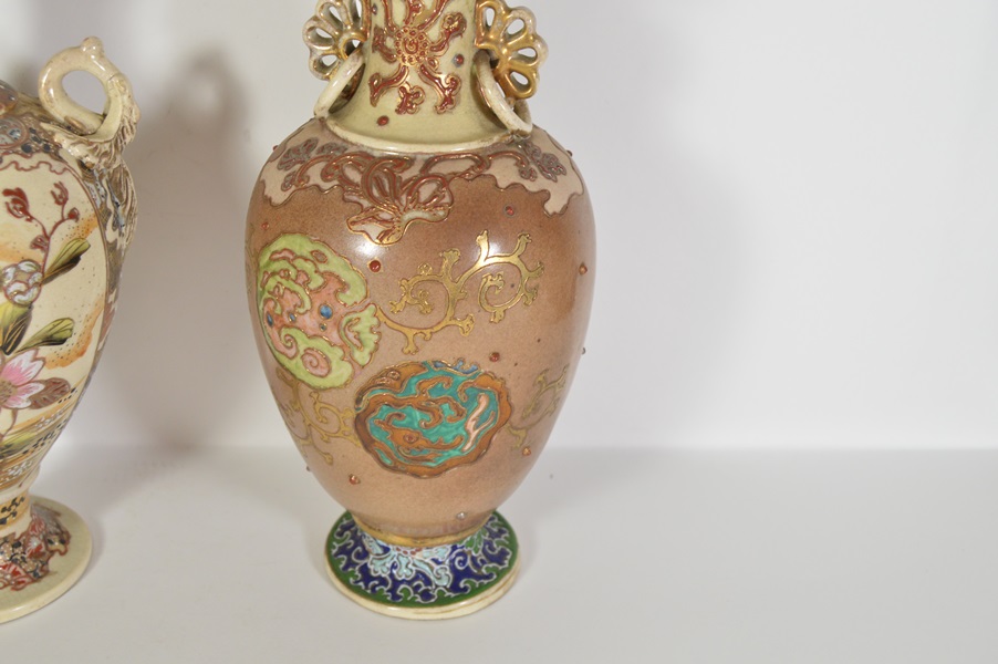 Pair of Hand Painted Asian Vases