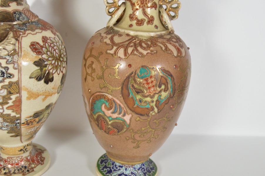 Pair of Hand Painted Asian Vases