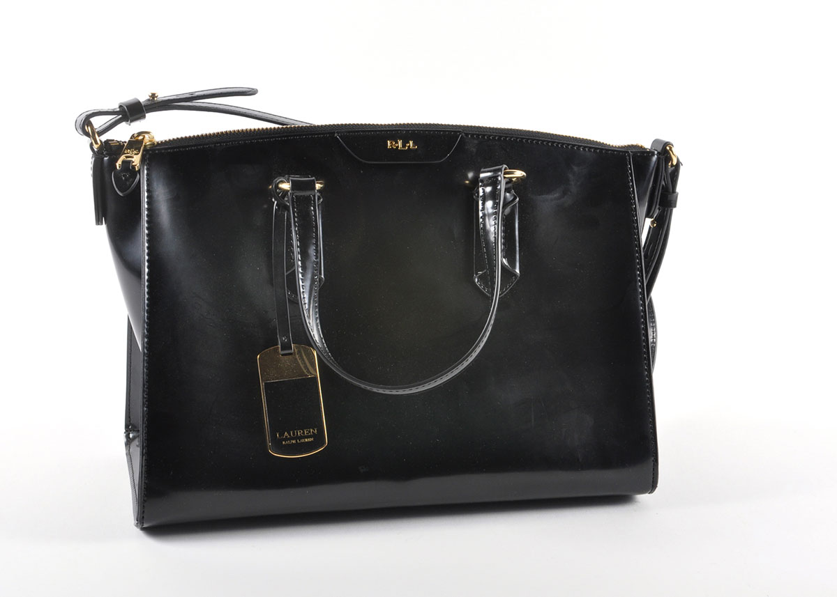 Ralph Lauren "Winford" Black Patent Leather Satchel
