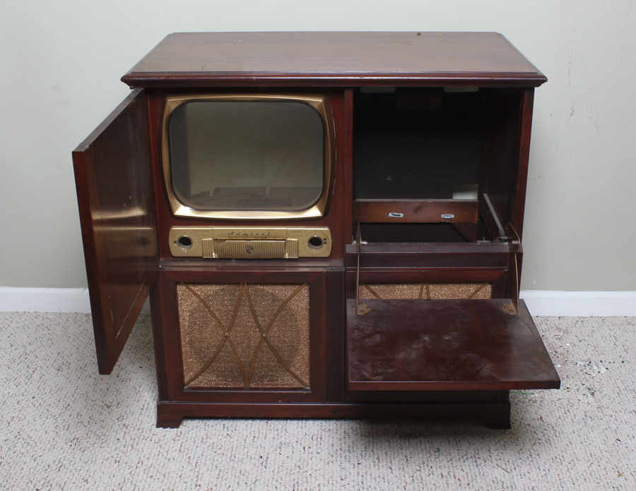 Vintage Cherry Stained Admiral Television Cabinet