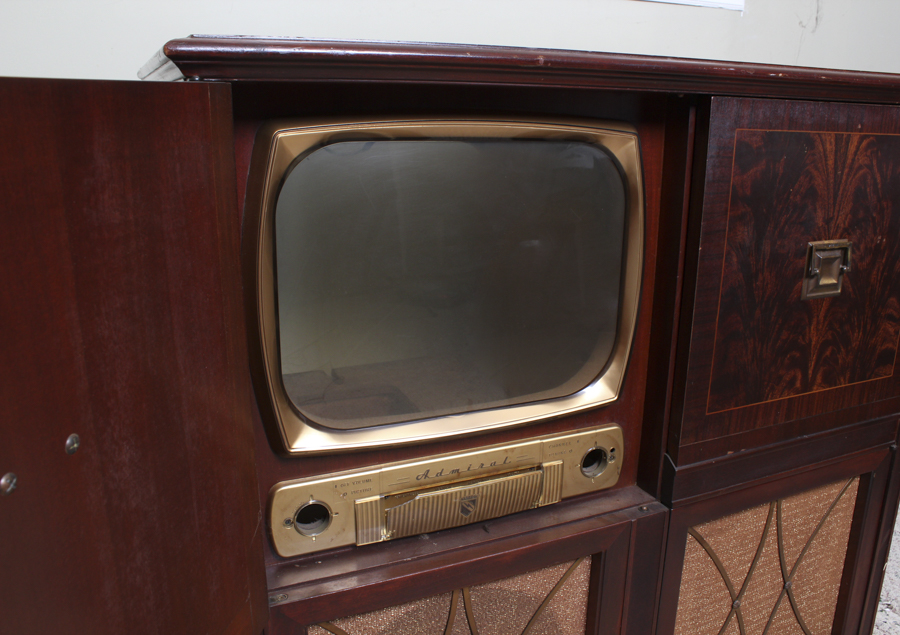 Vintage Cherry Stained Admiral Television Cabinet