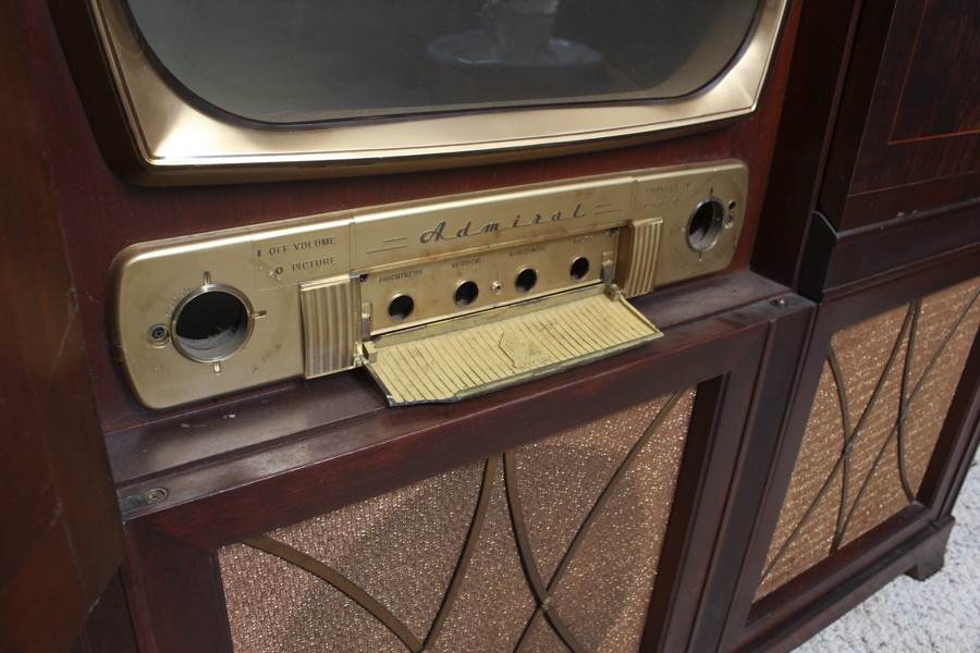 Vintage Cherry Stained Admiral Television Cabinet