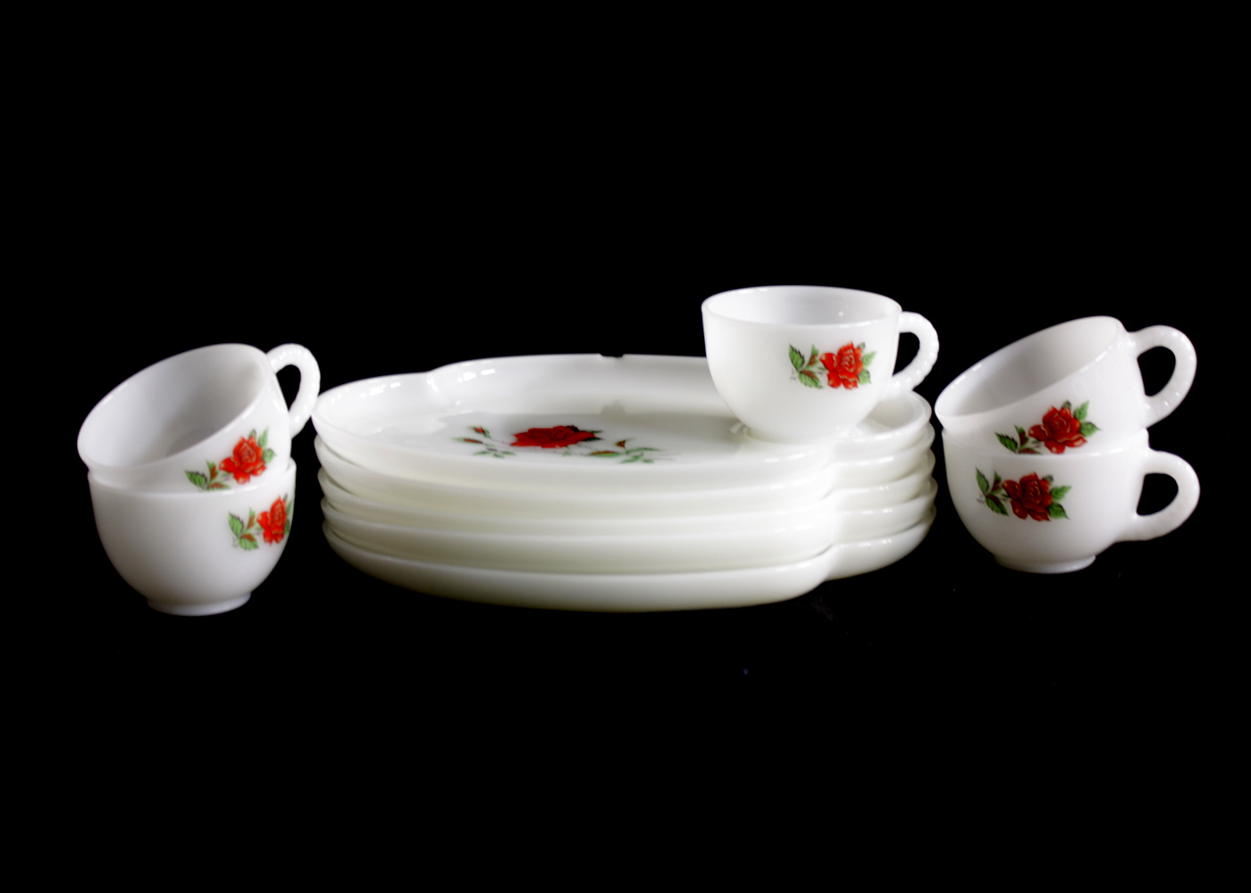 Federal Glass 'Rosecrest' Five Piece Snack set