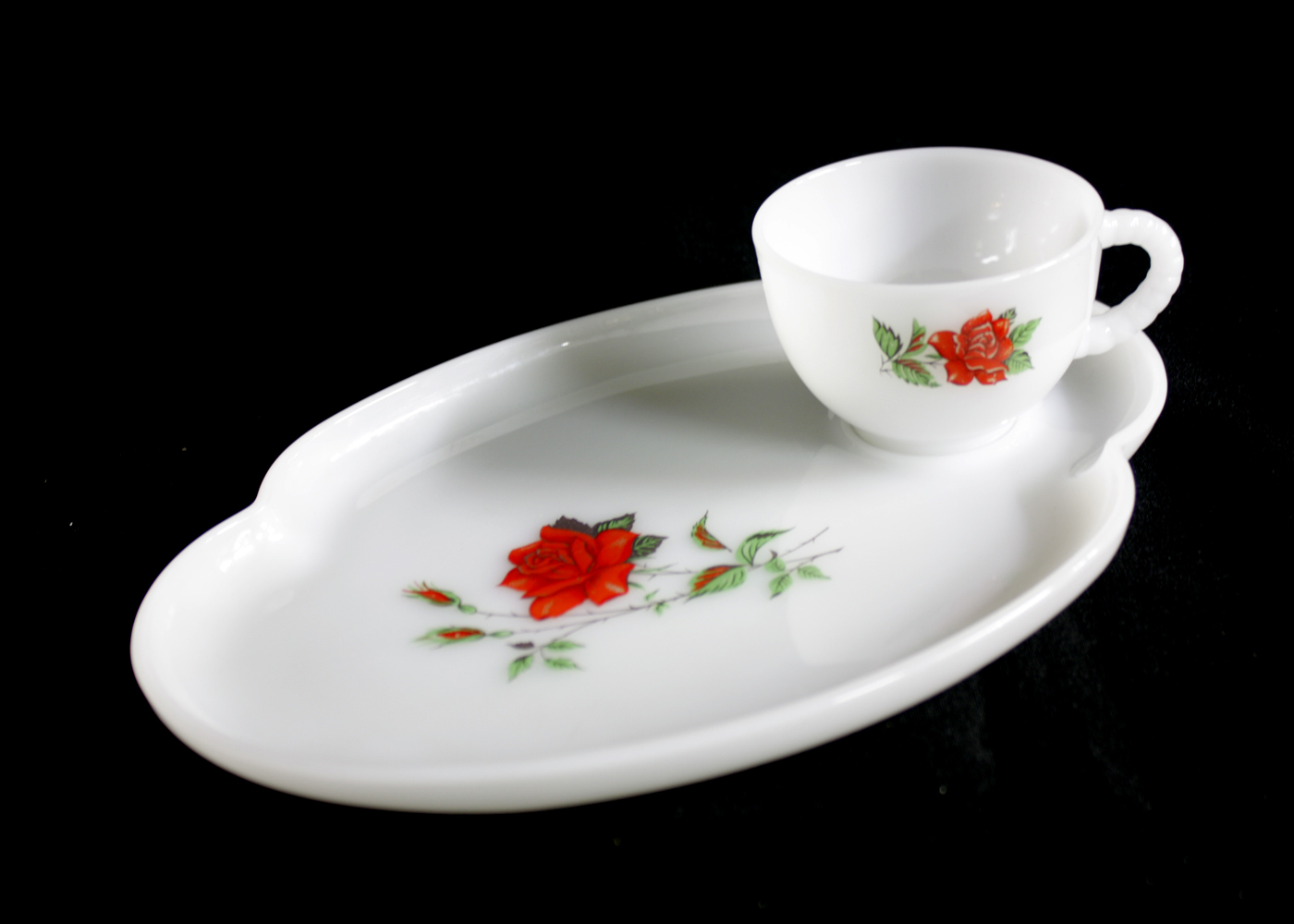 Federal Glass 'Rosecrest' Five Piece Snack set