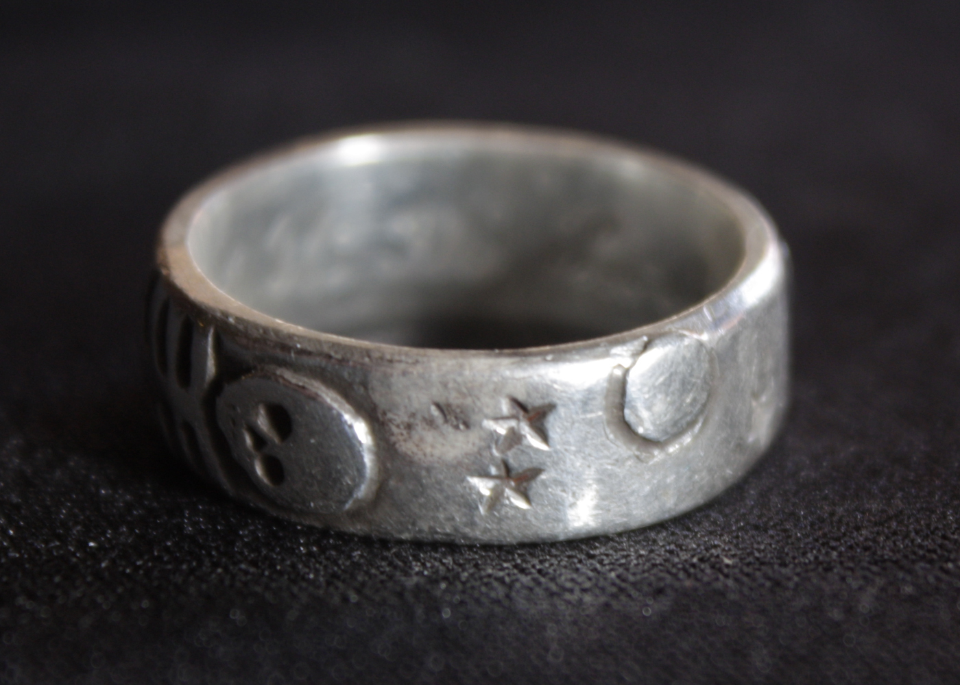 Sterling Silver Skeletons Wedding Band