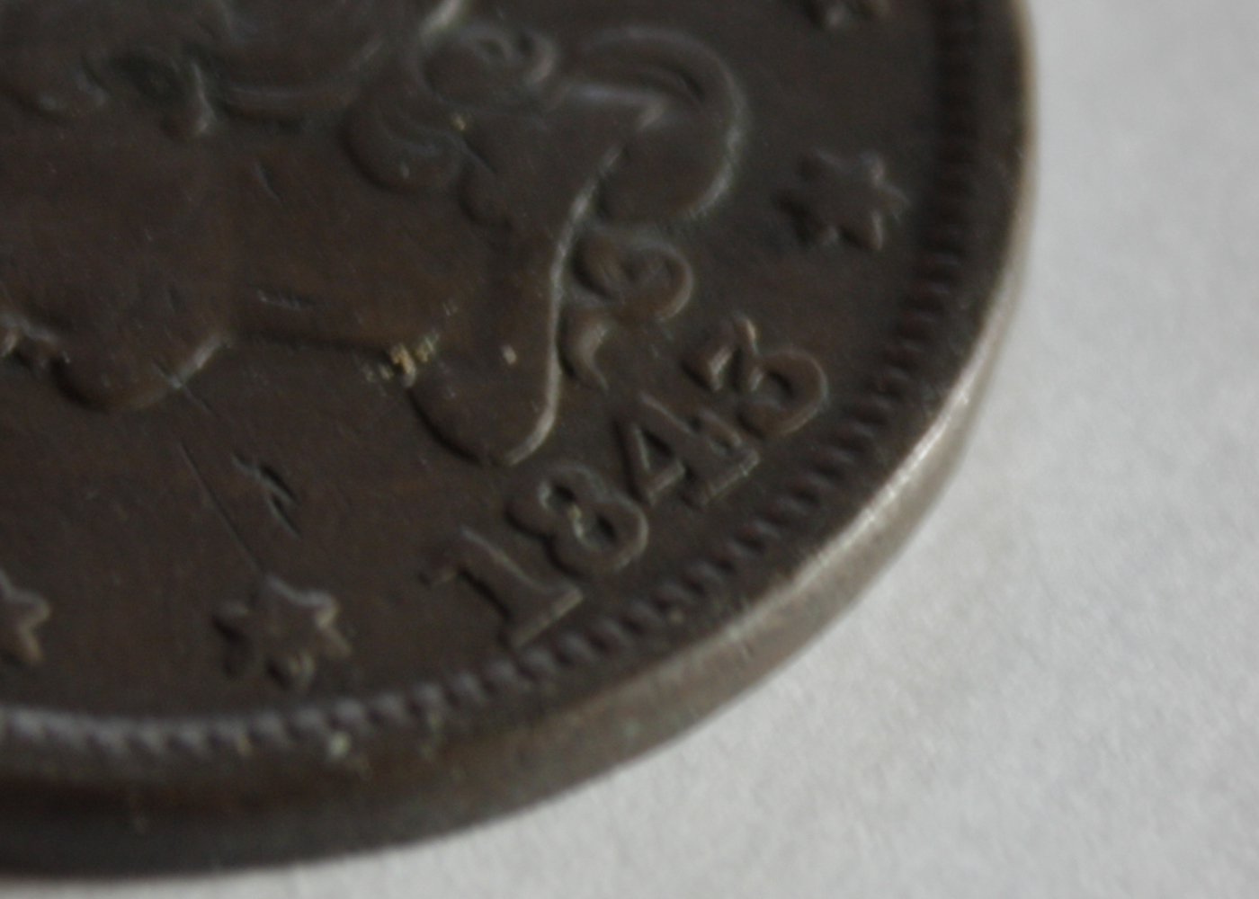 1843 Braided Hair Liberty Large Cent Coin