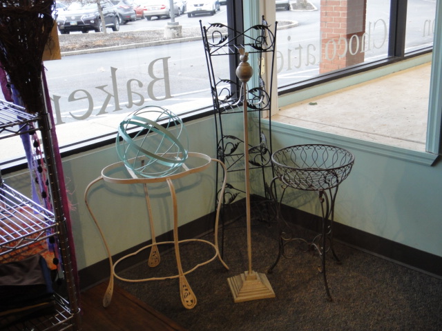 Four Vintage Plant Stands and A Display Stand