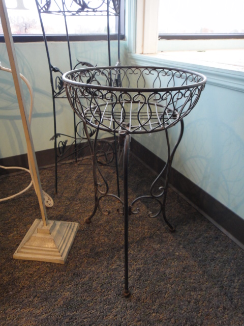 Four Vintage Plant Stands and A Display Stand