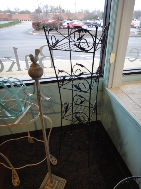 Four Vintage Plant Stands and A Display Stand