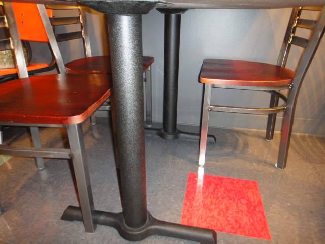 Rectangle Laminate Covered Wood and Metal Table and Four Chairs