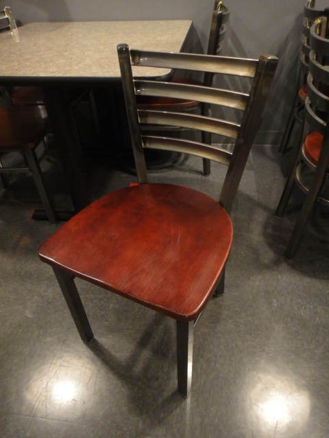 Rectangle Laminate Covered Wood and Metal Table and Four Chairs