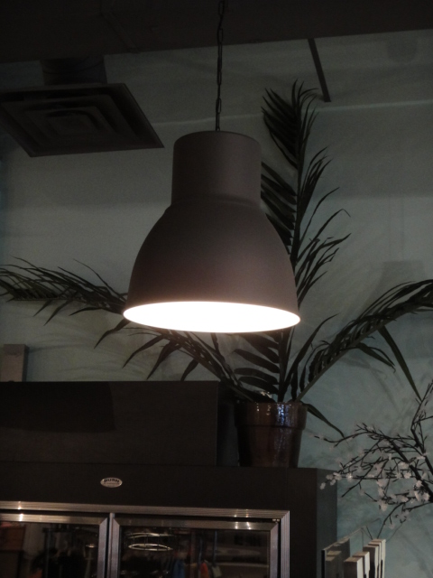 Two Contemporary Black Metal Domed Hanging Lights