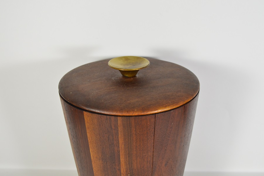 Mid Century Modern Vermillion Walnut Ice Bucket