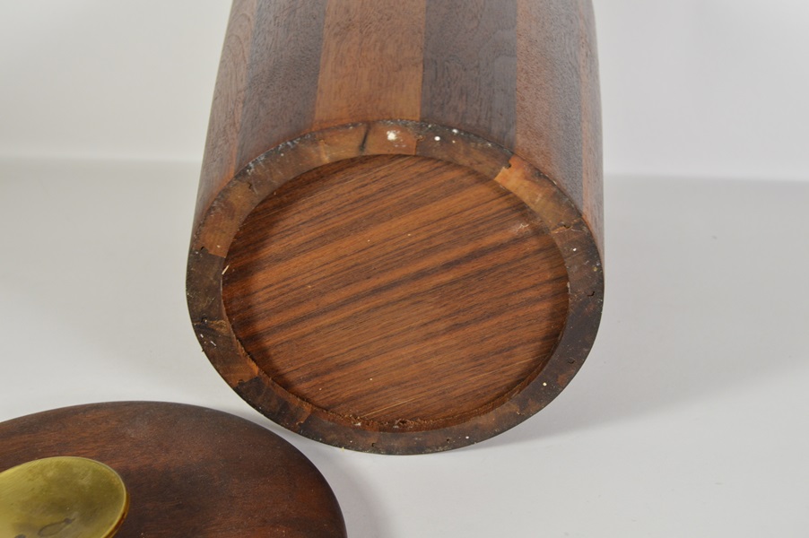 Mid Century Modern Vermillion Walnut Ice Bucket