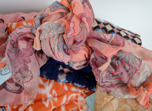 Large Metal Silver Tone Compote Displaying 15 New Scarves