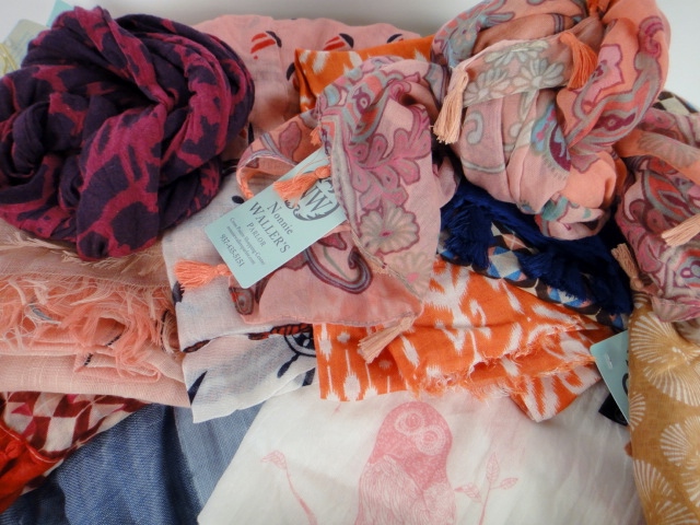 Large Metal Silver Tone Compote Displaying 15 New Scarves