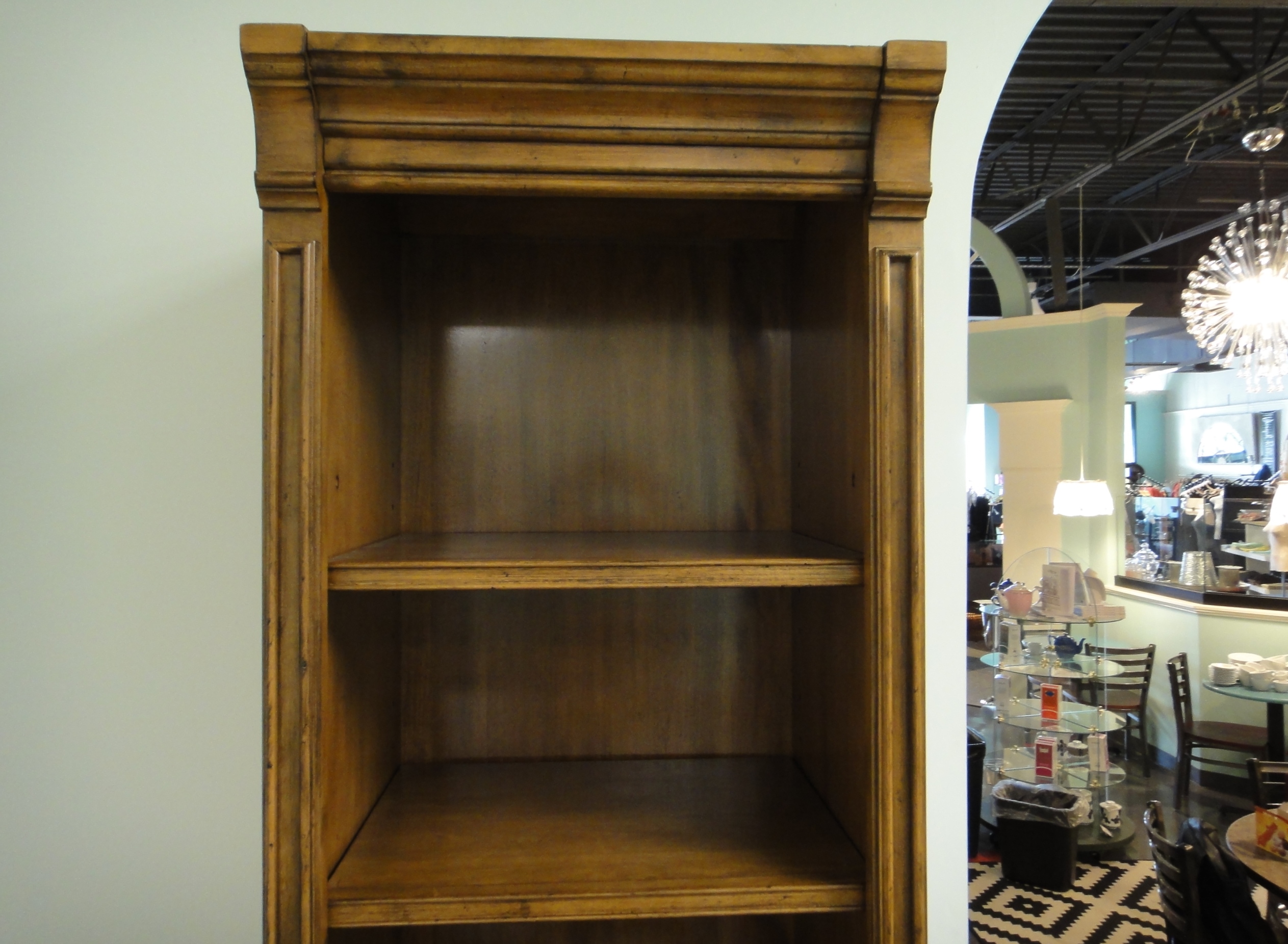 Tall Wood Veneer Curio Cabinet