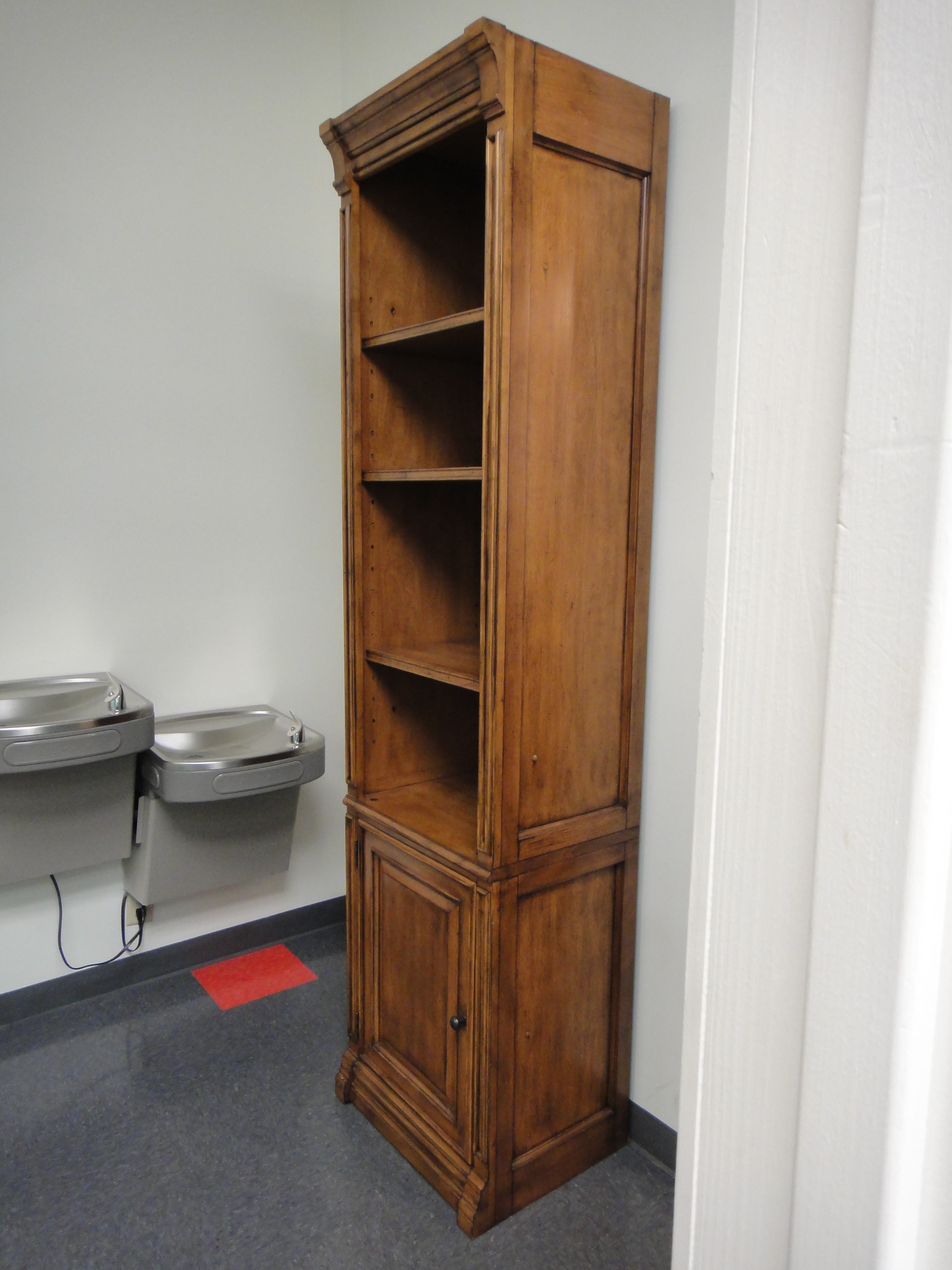 Tall Wood Veneer Curio Cabinet