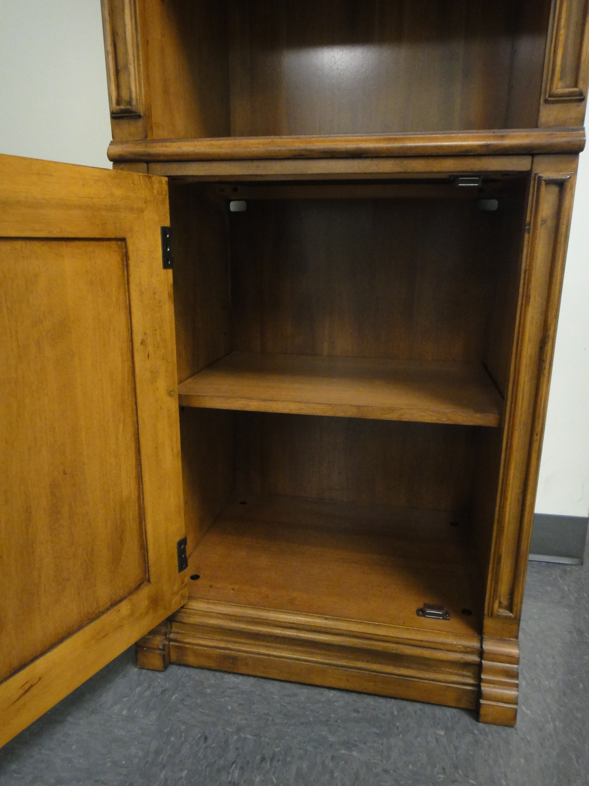 Tall Wood Veneer Curio Cabinet