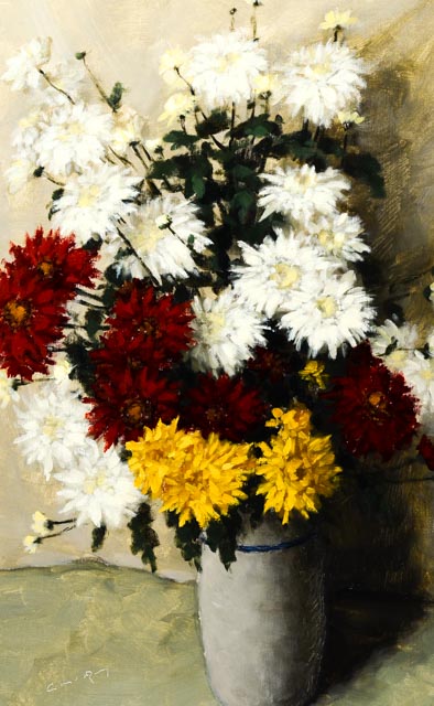 Oil Painting of Floral Still Life by C.M. Van Rooy