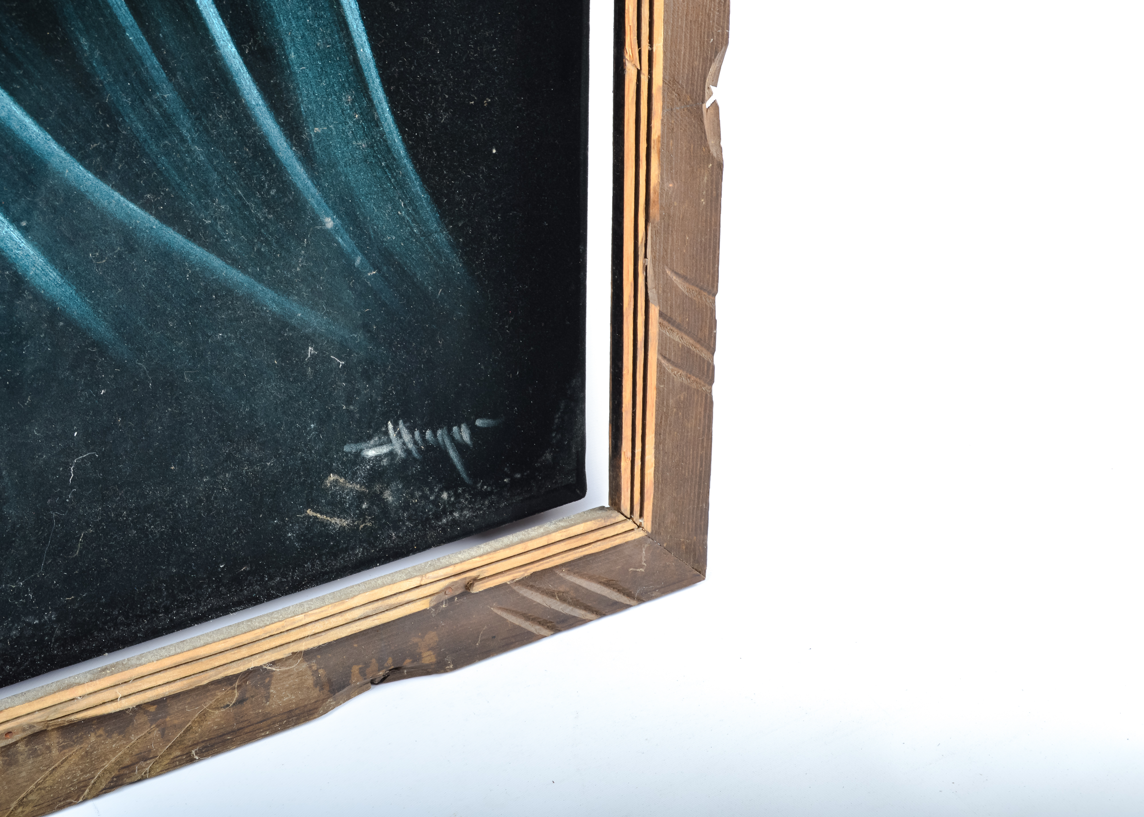 Vintage, Signed Black Velvet Painting of a Nude Woman