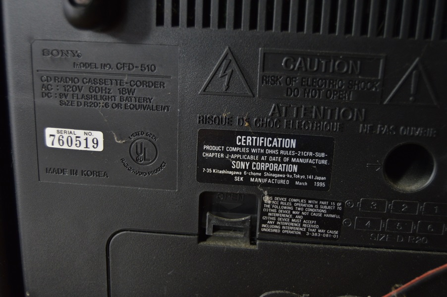 Sony CFD-510 CD, Radio, Cassette Recorder