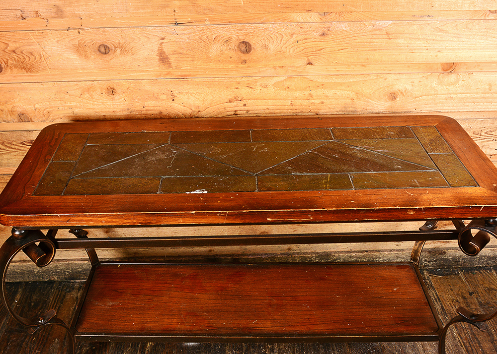 Oak and Tile Console Table