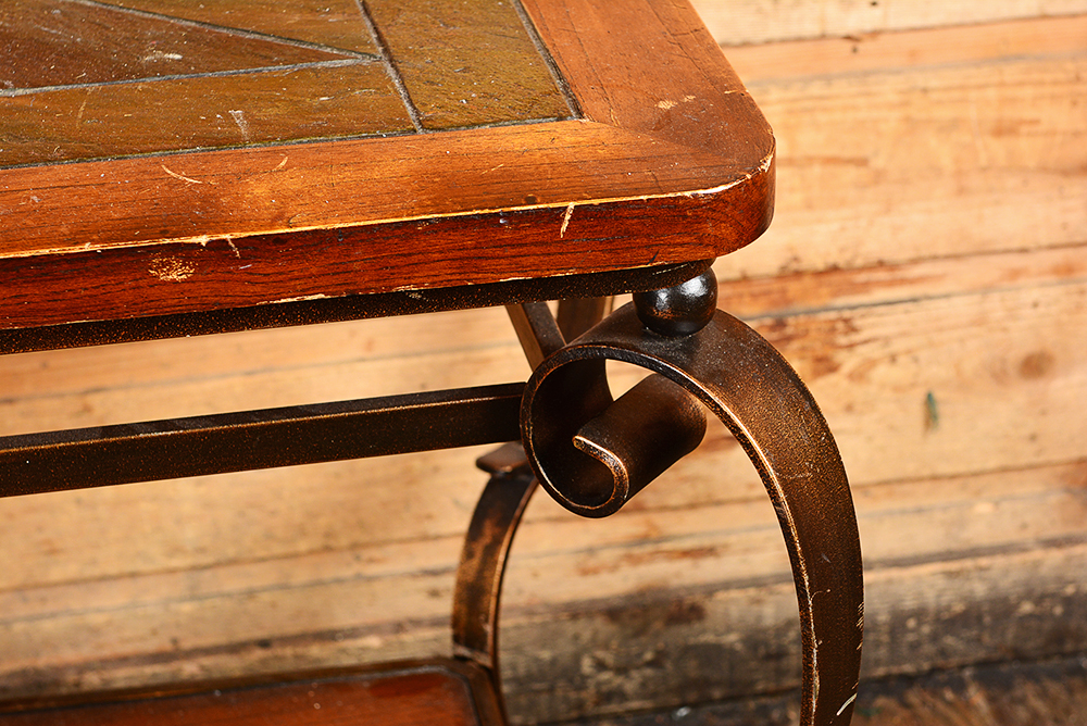 Oak and Tile Console Table