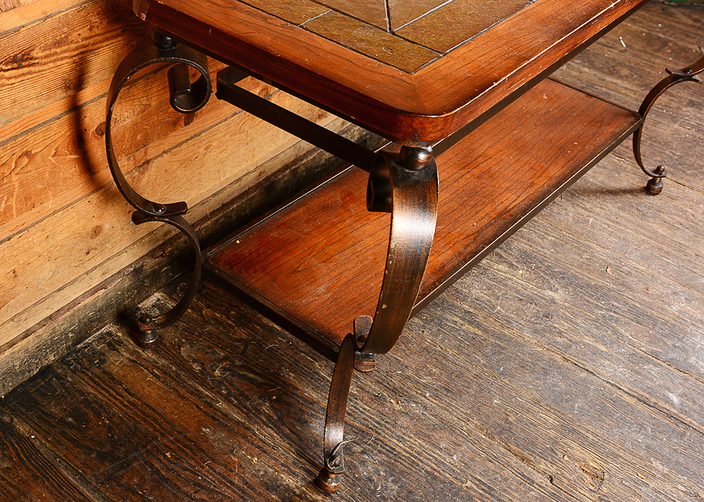 Oak and Tile Console Table