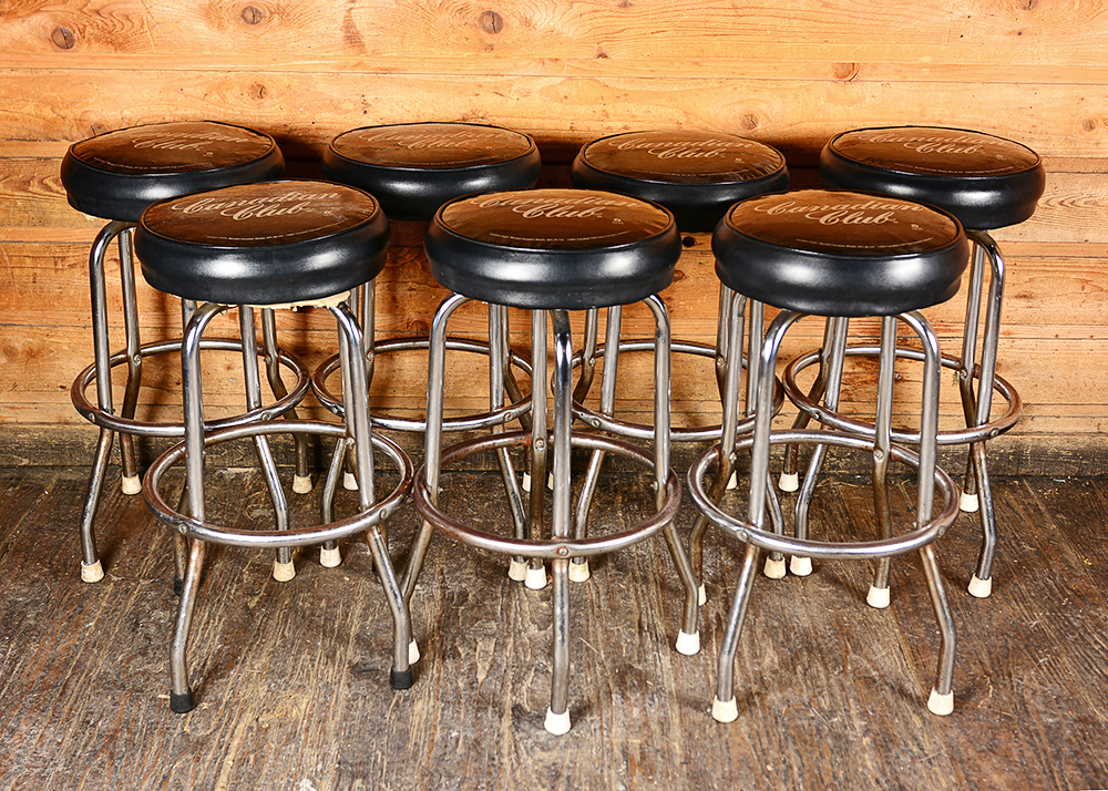 Eight Canadian Club Bar Swiveling Stools