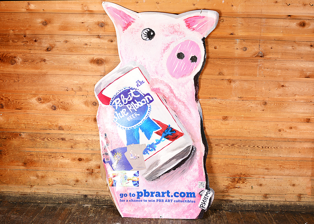 Pabst Blue Ribbon Pink Pig Cardboard Standee