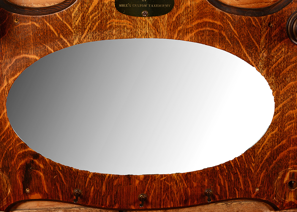 Taxidermy Nine Point Buck with Mirror and Coat Rack