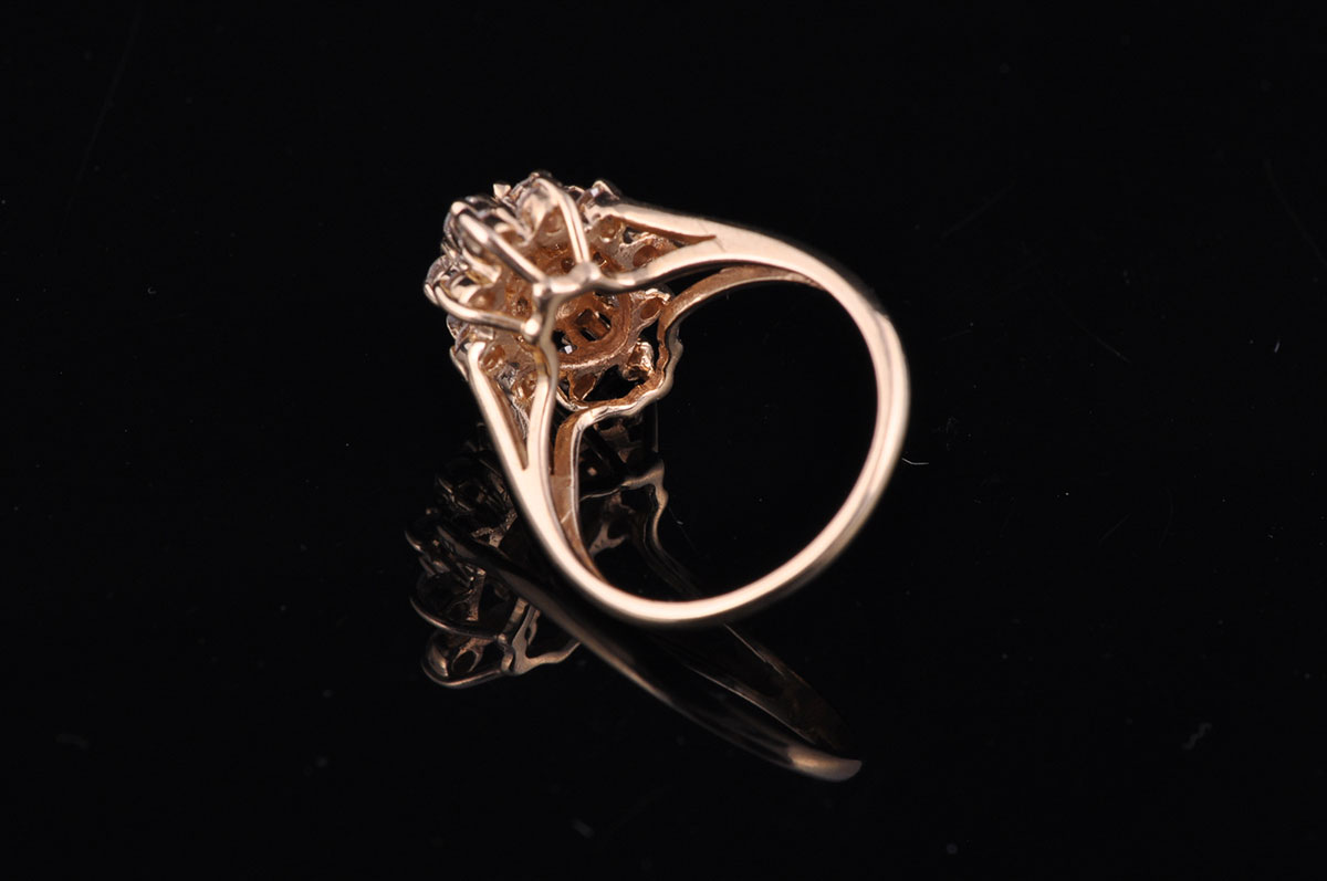 14k Yellow Gold Diamond Cluster Ring