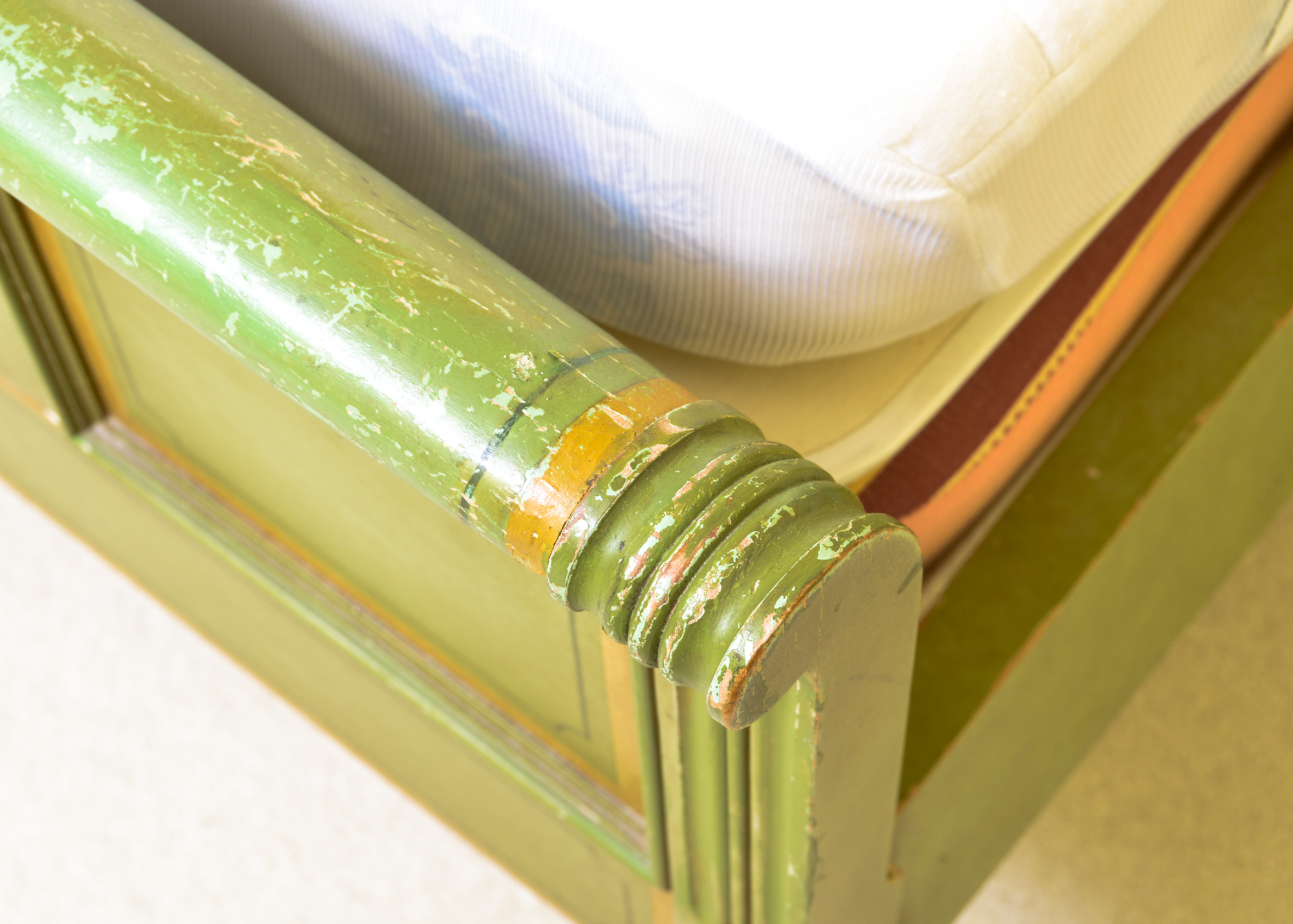 Green Painted Floral Twin Size Bed Frame