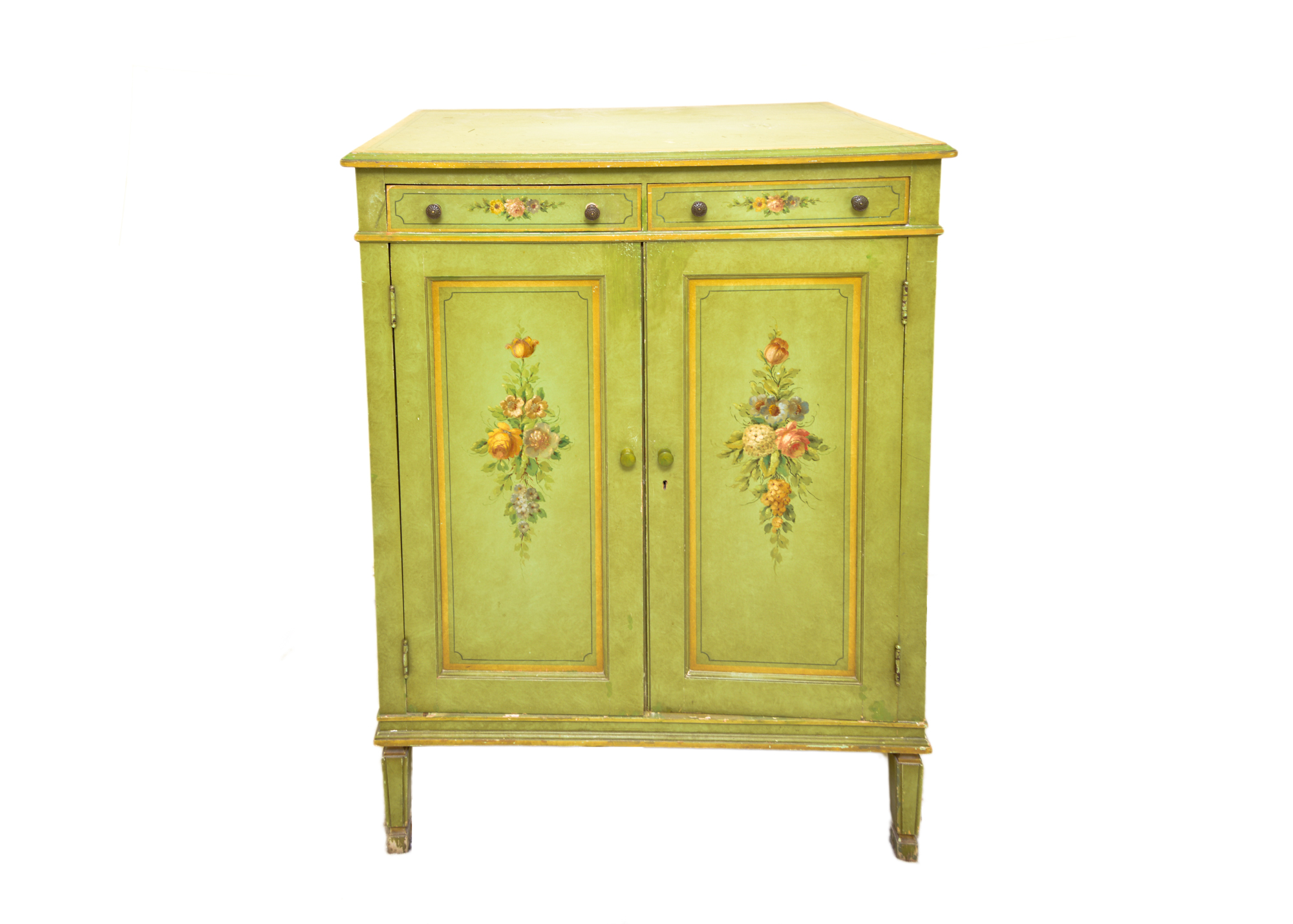 Green Painted Floral Wardrobe