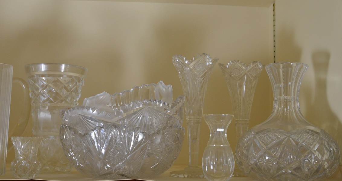 An Assortment of Cut Crystal and Glass Items